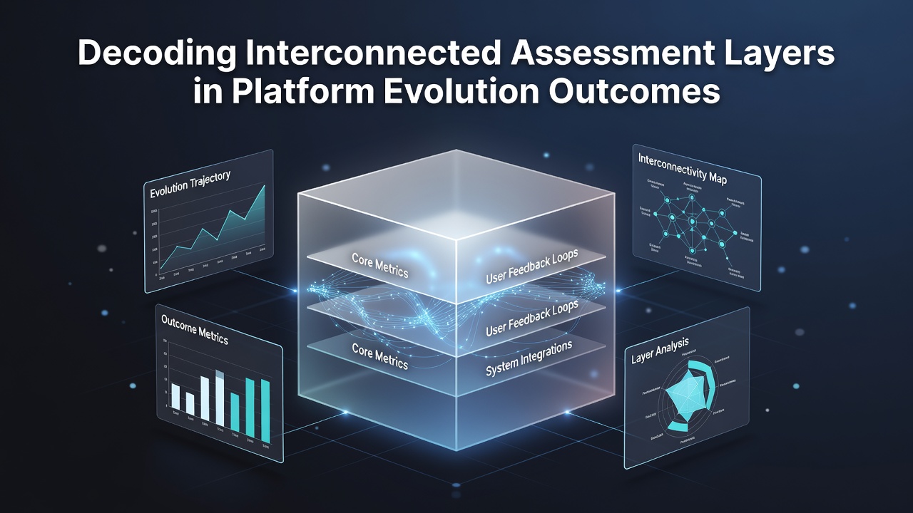 Diagram illustrating platform evolution outcomes with layered assessment metrics and regional compliance checkpoints